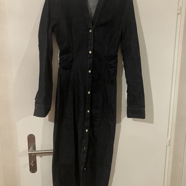 Robe en denim longue taille XS à boutonnage frontal