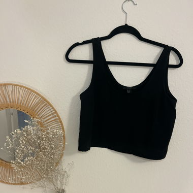 Crop top noir matière lisse 
