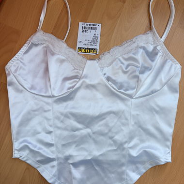 White satin top with lace