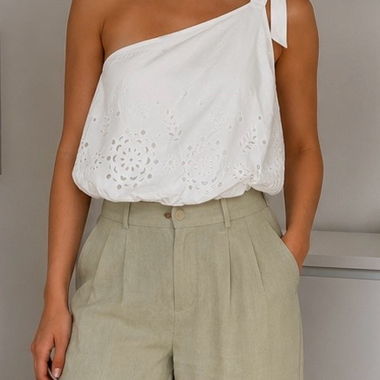 Top Zara a Spalla Singola Bianco