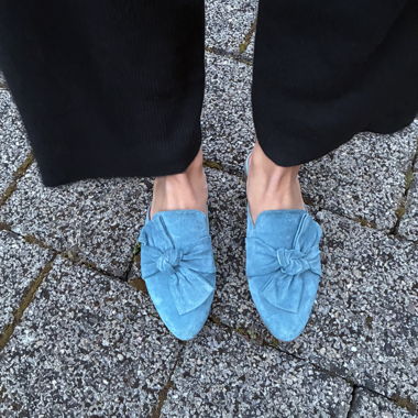 Blue Mules with Bow