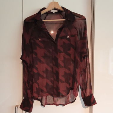 Bluse bordeaux-schwarz mit Golddetails