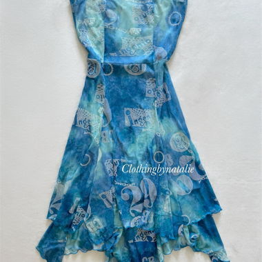 Blaues trägerloses Kleid Grösse M