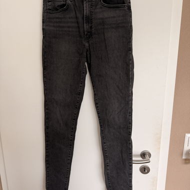 Jeans grigio a vita alta gr 30x34