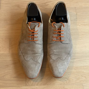 AMBITIOUS - Beige suede orange lace-up dress shoes