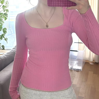 Rosa Langarm-Top