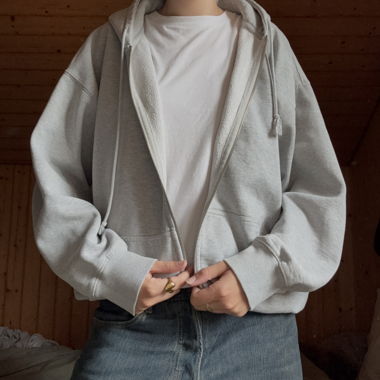 grey zip up hoodie