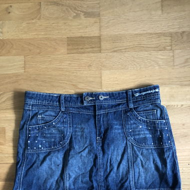 Denim Mini Skirt with Rhinestones