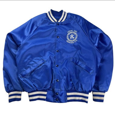 90s King Louie Blue Nylon Bomber Jacket (M)