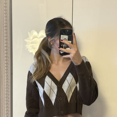 Cardigan in maglia donna marrone
