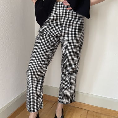 Pantaloni gingham bianco e nero