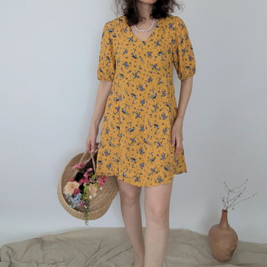 Abito giallo floreale taglia S