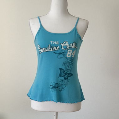 Blue ruffled camisole top 