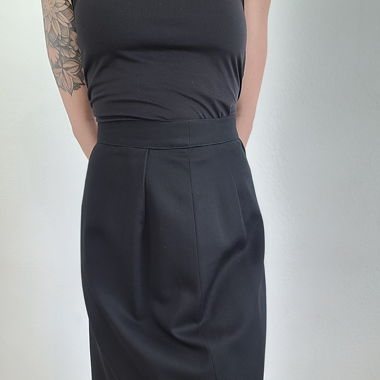 Jupe noire vintage 100 % laine "Pauline Paris"