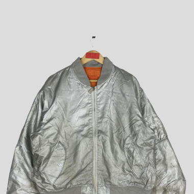 Bomberjacke oversize, Gr.L, silber, 90er Jahre 