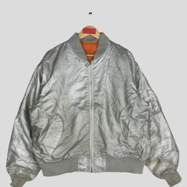 Bomberjacke oversize, Gr.L, silber, 90er Jahre 
