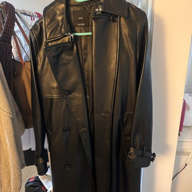 Mango Faux Leather Trench Coat