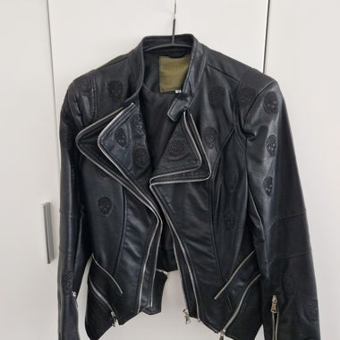 Leather Jacket with Skull Patch