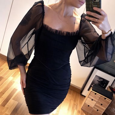 Missguided schwarzes Mesh-Corset-Minikleid