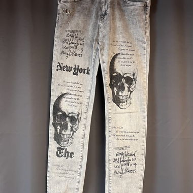 Jeans Philipp Plein con stampa Skull