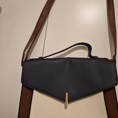 Borsa a tracolla marrone e blu navy