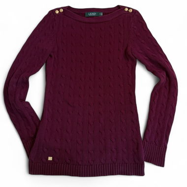 Ralph Lauren Zopfmuster-Pullover Weinrot (S)