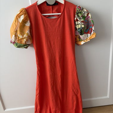 Colorful Dress with Puff Sleeves