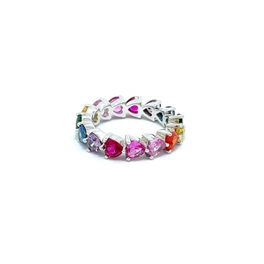 Natkina - Heart Pattern Silver Ring Multicolour 