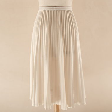 Jupe midi en satin plissé crème élégante (S)