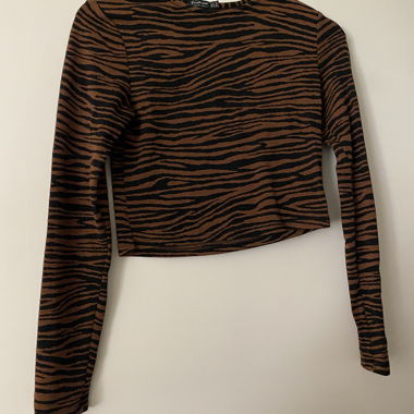 Zebra Long-Sleeve Crop Top