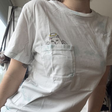 T-shirt RIPNDIP blanc à poche motif chat