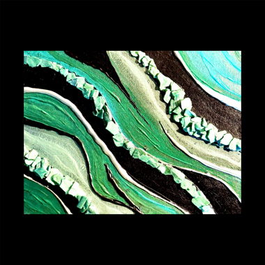 Tableau abstrait acrylique vert et noir 20x25cm