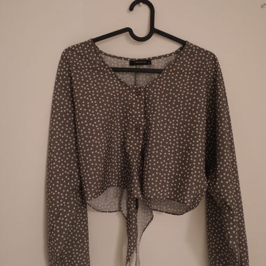 Polka-Dot Wrap Blouse