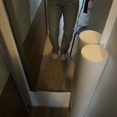 Grey straight-leg jeans