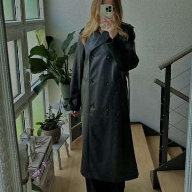 MANGO Ledermantel (schwarz, Grösse S)