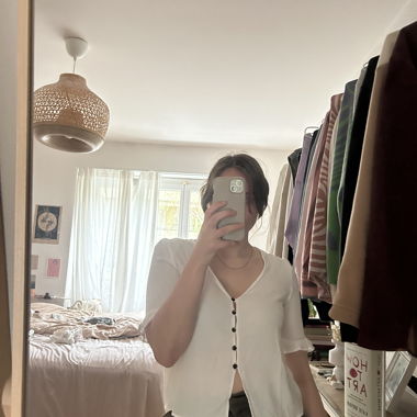 White Short-Sleeve Blouse