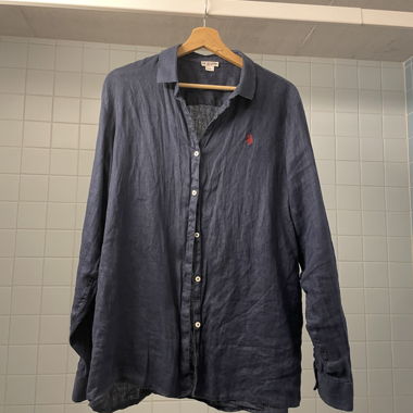 Camicia in lino U.S. Polo Assn. blu scuro XXL