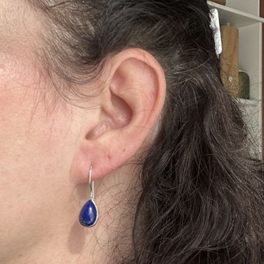 Silver earrings with blue stones