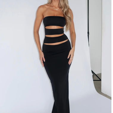 White Fox Maxi Dress Black
