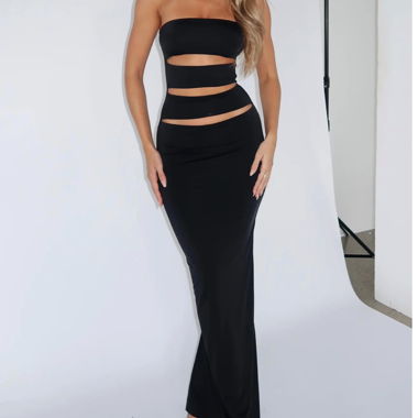 White Fox Maxi Dress Black