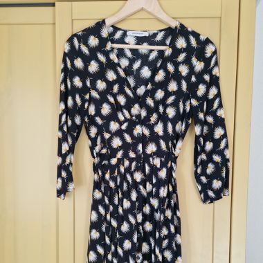 Black print knee length dress