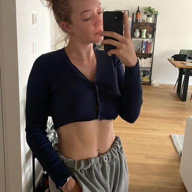 Navy Ribbed Cropped Top