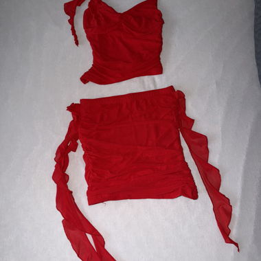 Red Top / Skirt Set