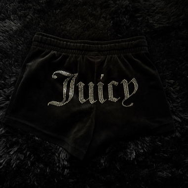 Juicy Couture black velour shorts XXS