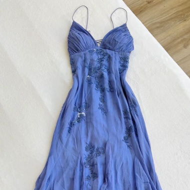 Robe Maxi Bleu À Lacets