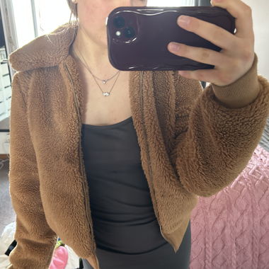 Brown Teddy Jacket with Zipper