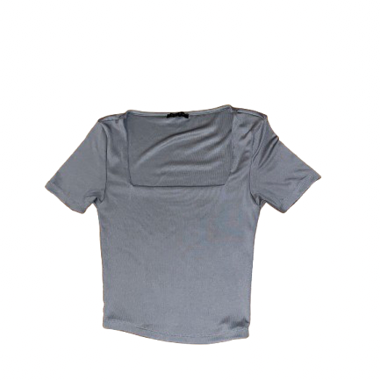 grey crop top with square neckline
