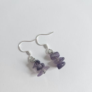 Silver Earrings with Purple Stones
