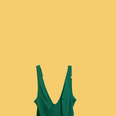 Green High Leg V Neck Swimmsuit 