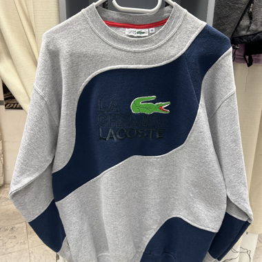 Felpa Lacoste grigio/blu upcycle taglia M 